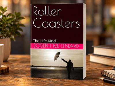 Book titled "Roller Coasters" by Joseph M. Lenard displayed on a table with plants