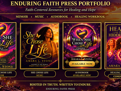 Promotional graphic for Amara L. Stone's faith-centered books and resources on healing
